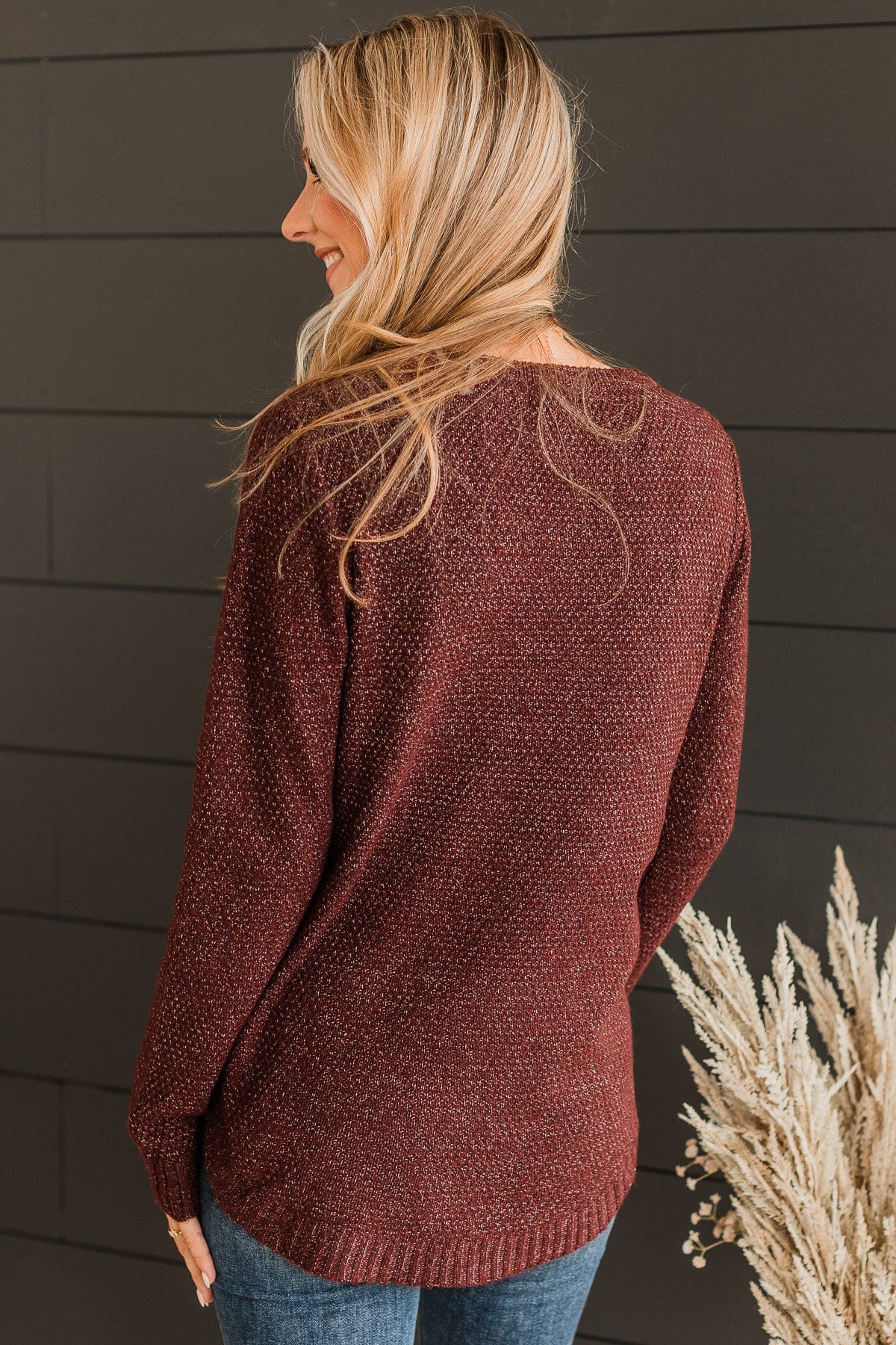 Runway Beauty Knit Sweater- Burgundy