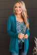 Found Myself Open Front Knit Cardigan- Teal