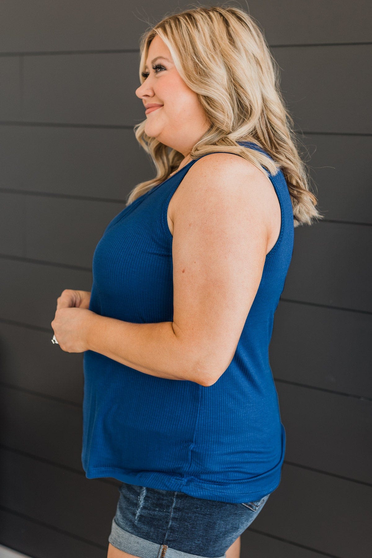 More Than They See Ribbed Knit Tank Top- Royal Blue