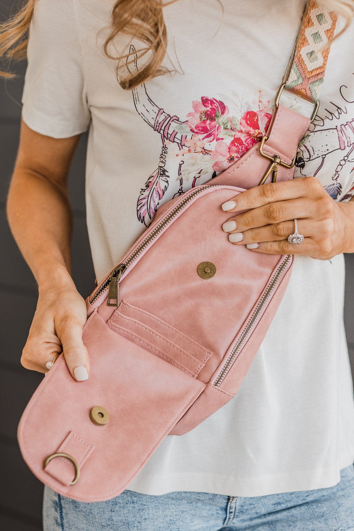 Watch Her Go Sling Bag-Blush