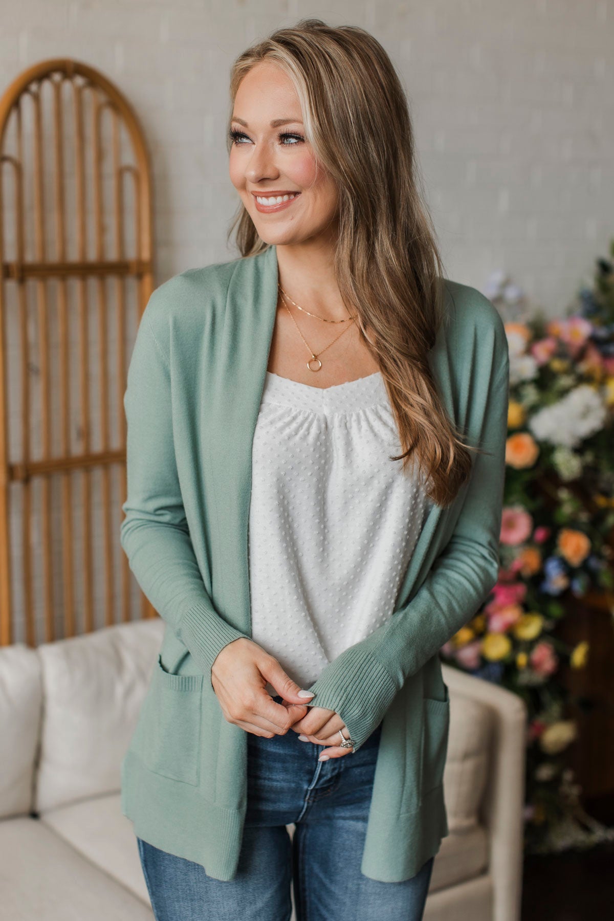 Time To Be Alive Drape Cardigan- Sage