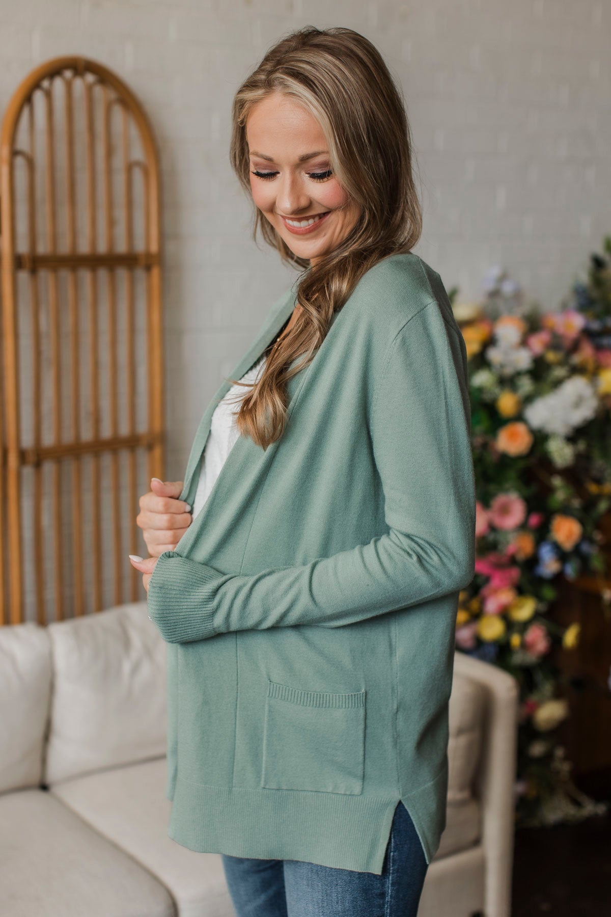 Time To Be Alive Drape Cardigan- Sage