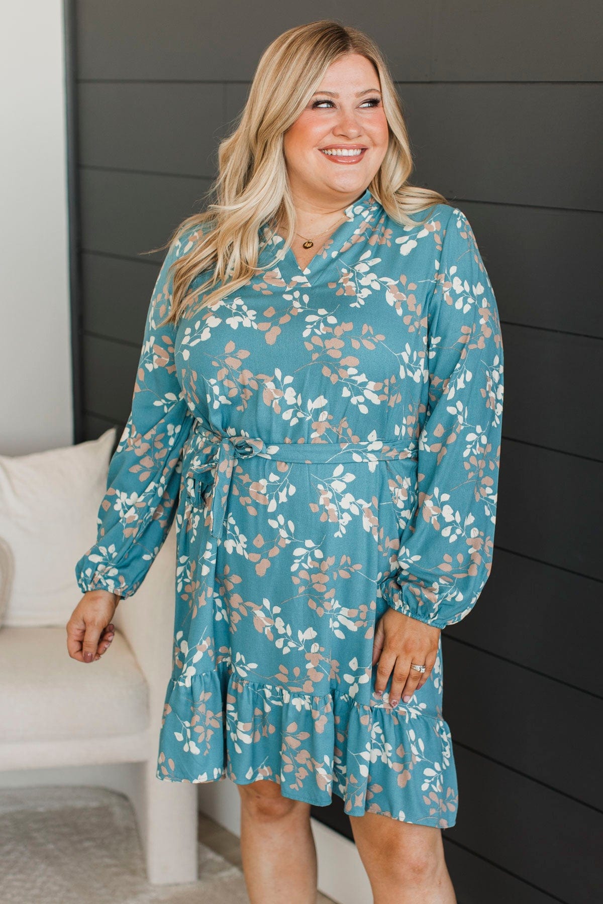 Got The Moves Floral Dress- Denim Blue