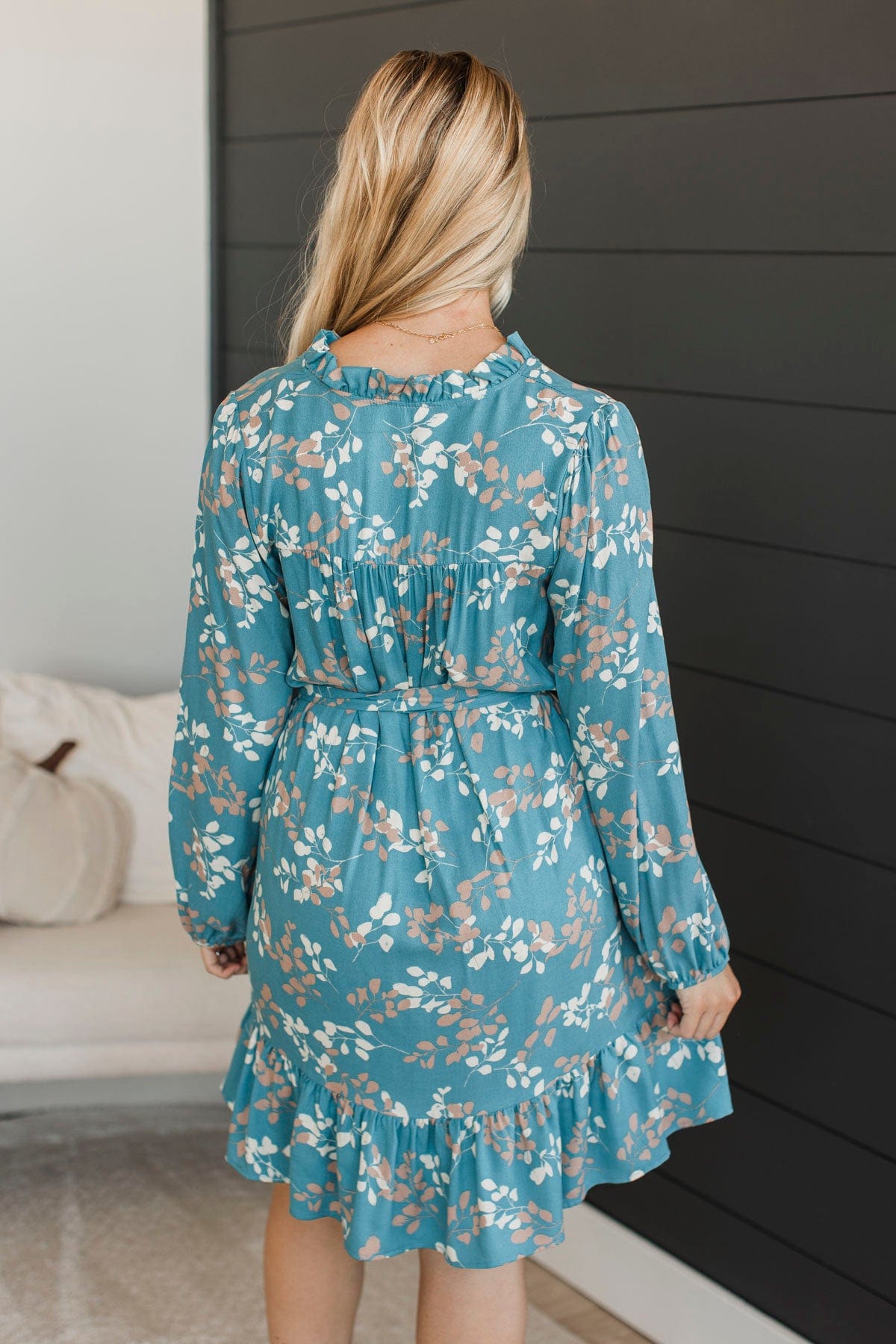 Got The Moves Floral Dress- Denim Blue