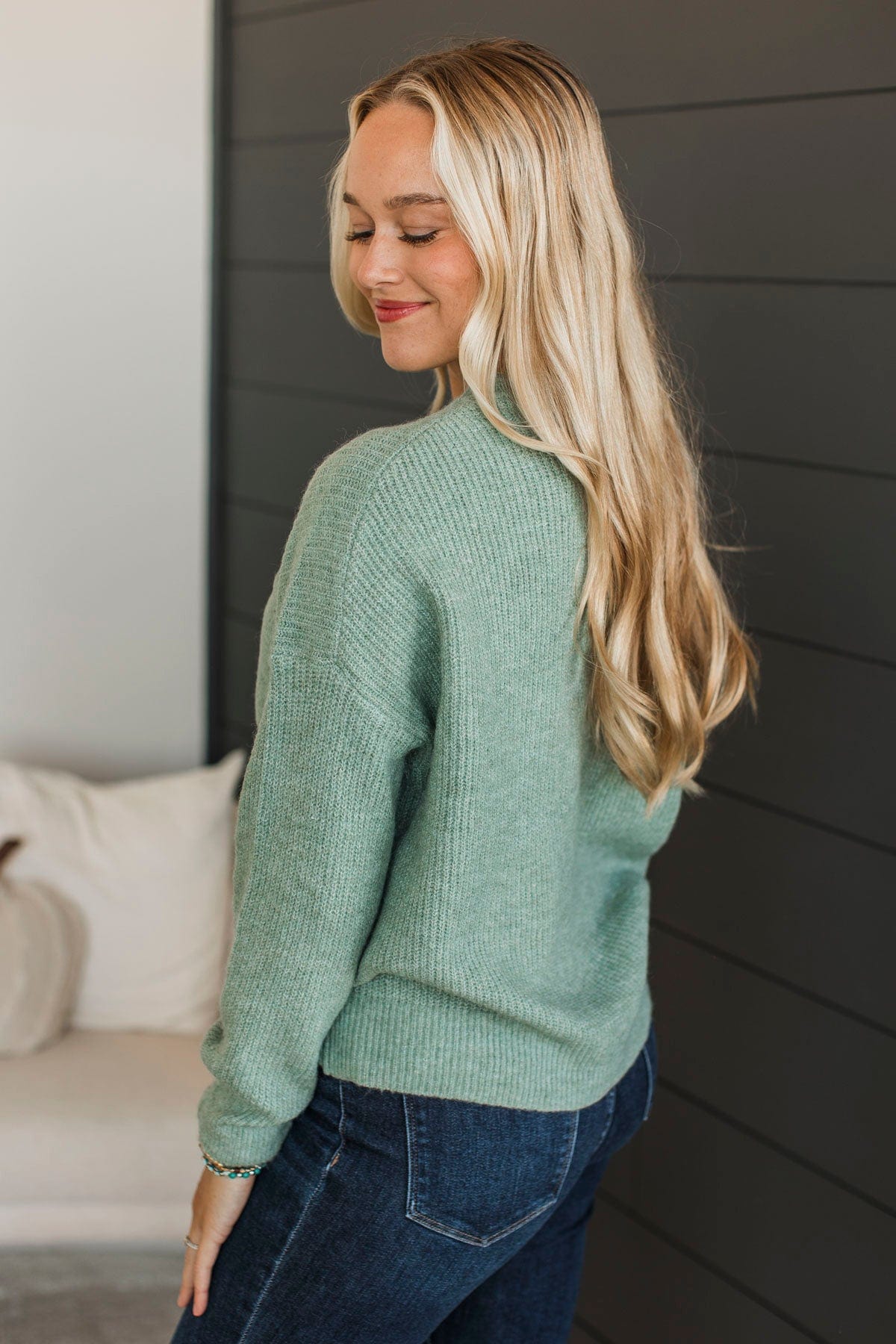 Cause A Commotion Knit Sweater- Dusty Mint