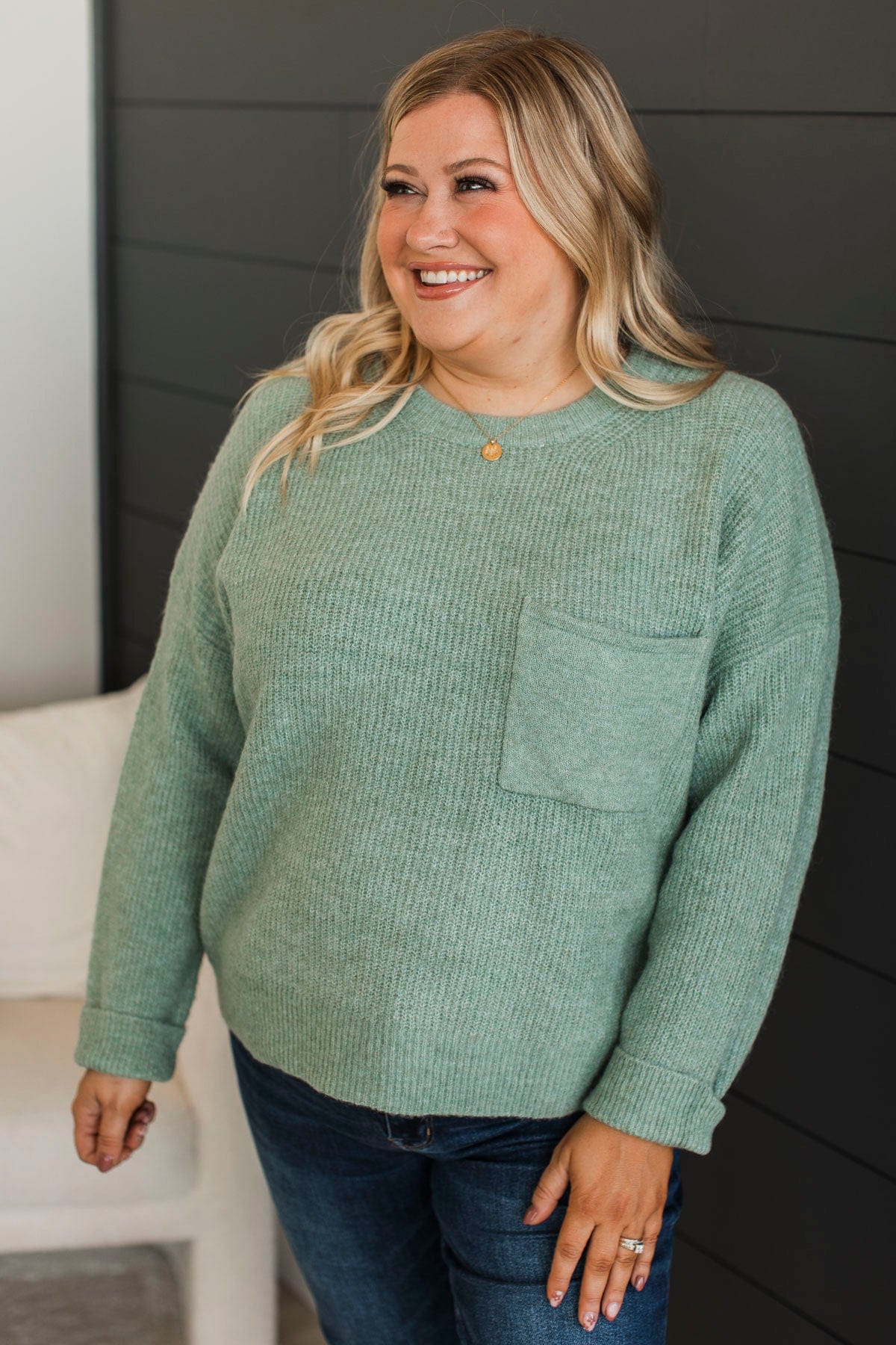 Cause A Commotion Knit Sweater- Dusty Mint