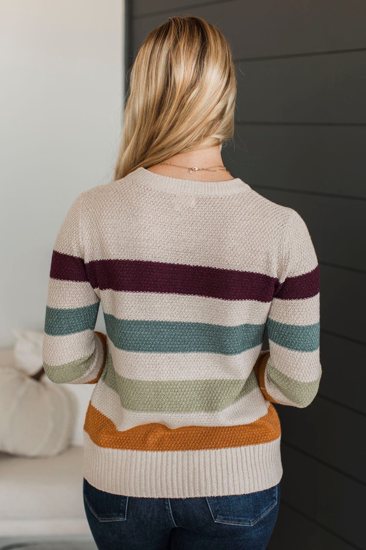 No Hesitations Striped Knit Sweater- Light Taupe