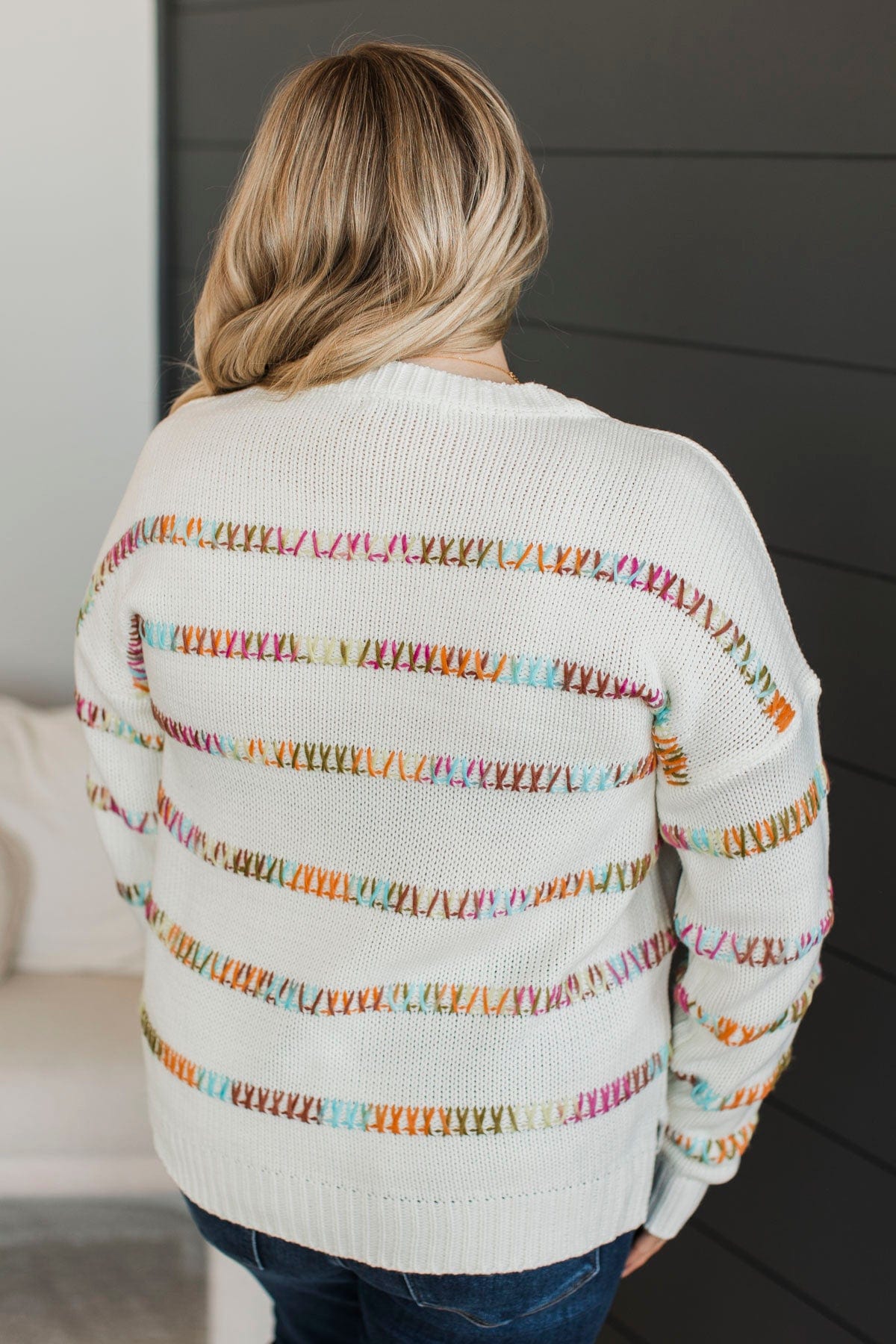 All We Have Striped Knit Sweater- White