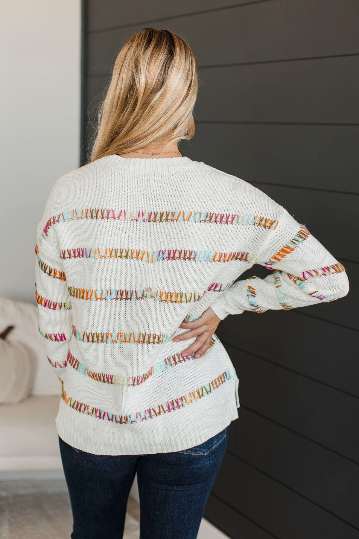 All We Have Striped Knit Sweater- White