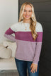 Days Gone By Color Block Sweater- Mulberry