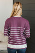 So Much To Say Striped Sweater- Dark Magenta