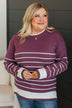 So Much To Say Striped Sweater- Dark Magenta