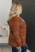 Keep In Mind Stitch Stripe Cardigan- Dark Rust