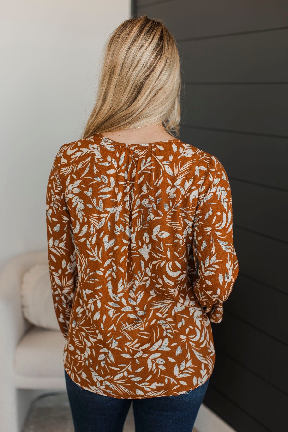 In Another Life Floral Blouse- Rust