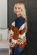 Love Me Anyway Color Block Sweater- Navy & Copper