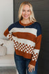 Love Me Anyway Color Block Sweater- Navy & Copper