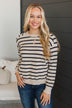 A New Path Striped Knit Sweater- Oatmeal