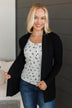 An Afternoon Out Waffle Knit Cardigan- Black