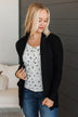 An Afternoon Out Waffle Knit Cardigan- Black