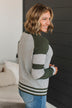 Words Of Mine Waffle Knit Sweater- Grey & Ivy Green