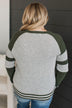 Words Of Mine Waffle Knit Sweater- Grey & Ivy Green