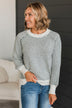 Just Stopping By Printed Knit Sweater- Cream & Charcoal