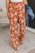 Right Place Right Time Floral Pants- Rust