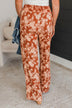 Right Place Right Time Floral Pants- Rust