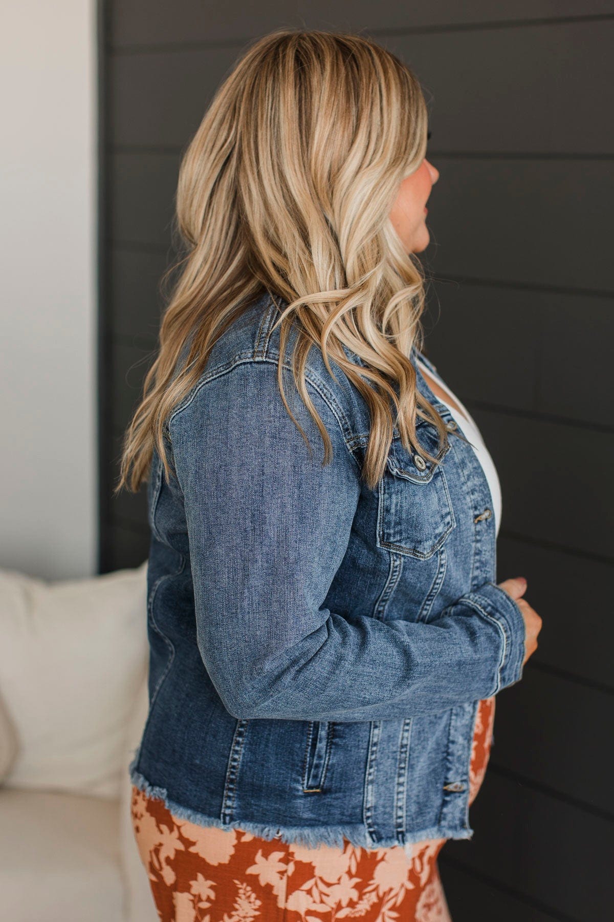 She's So Classic Distressed Denim Jacket- Dark Wash