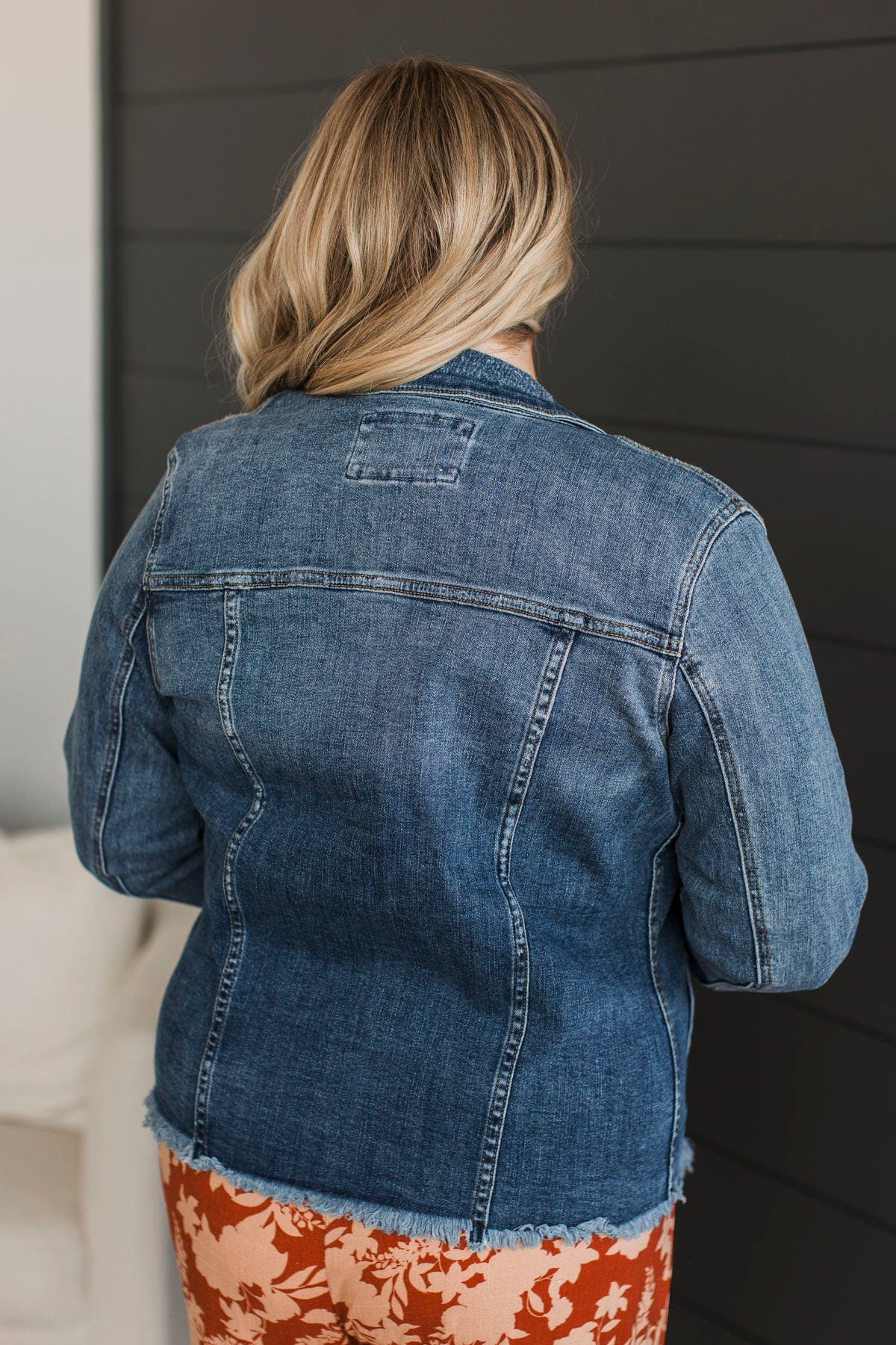 She's So Classic Distressed Denim Jacket- Dark Wash