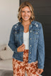 She's So Classic Distressed Denim Jacket- Dark Wash