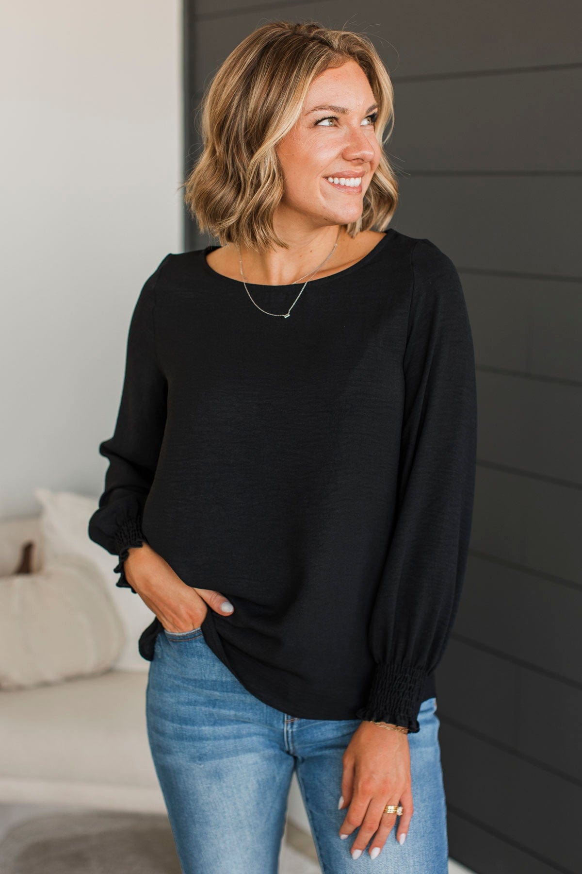 Being With You Long Sleeve Top- Black