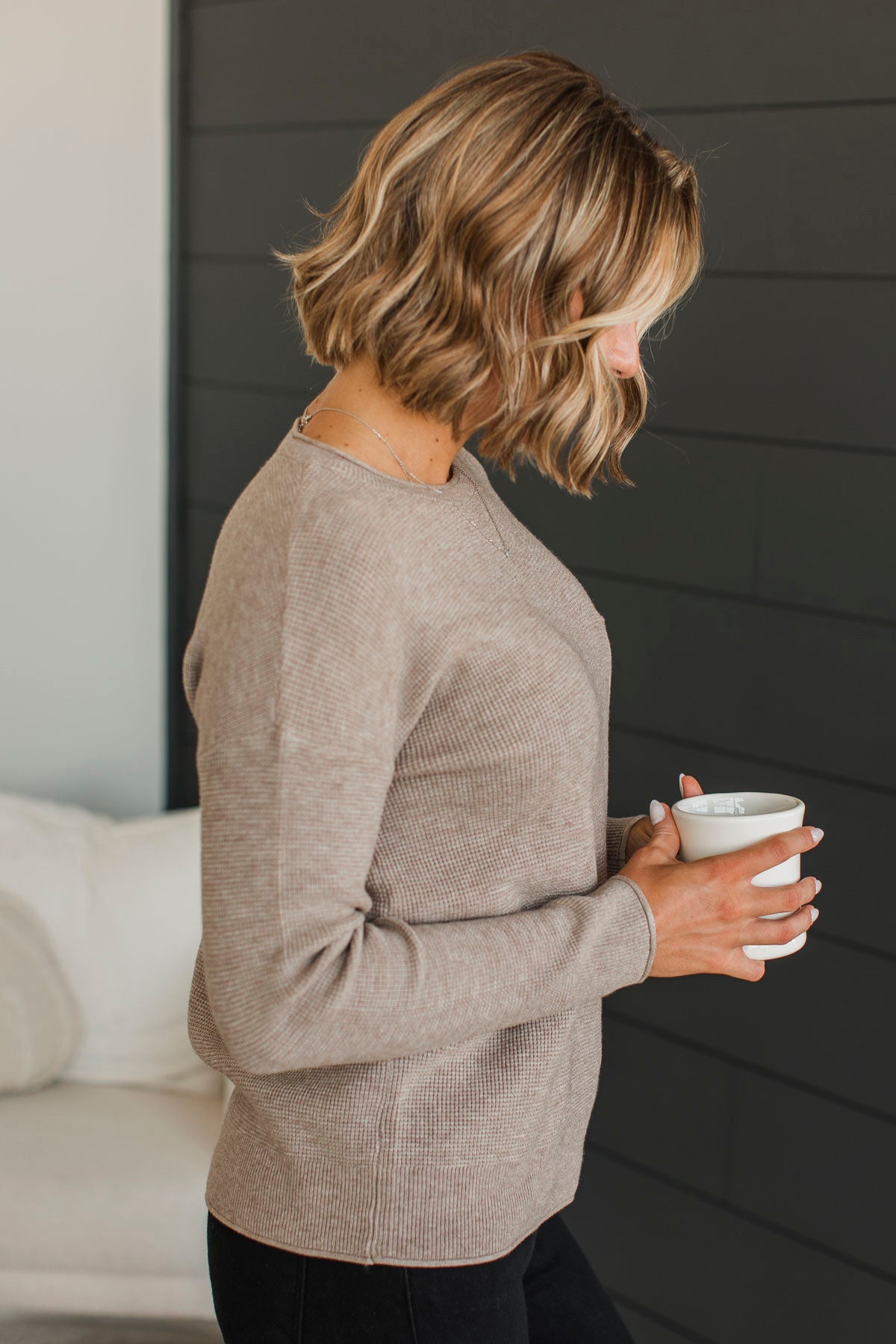 Lost In Your Smile Knit Sweater- Light Mocha