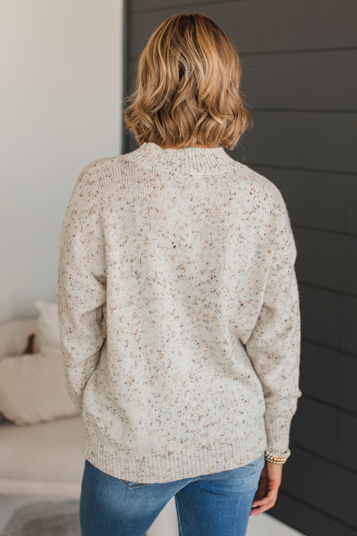 Take It In Stride Sprinkle Knit Sweater- Oatmeal