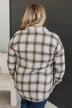 Enjoy The Days Plaid Button Top- Beige