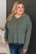 Give A Little Love V-Neck Top- Olive