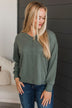 Give A Little Love V-Neck Top- Olive