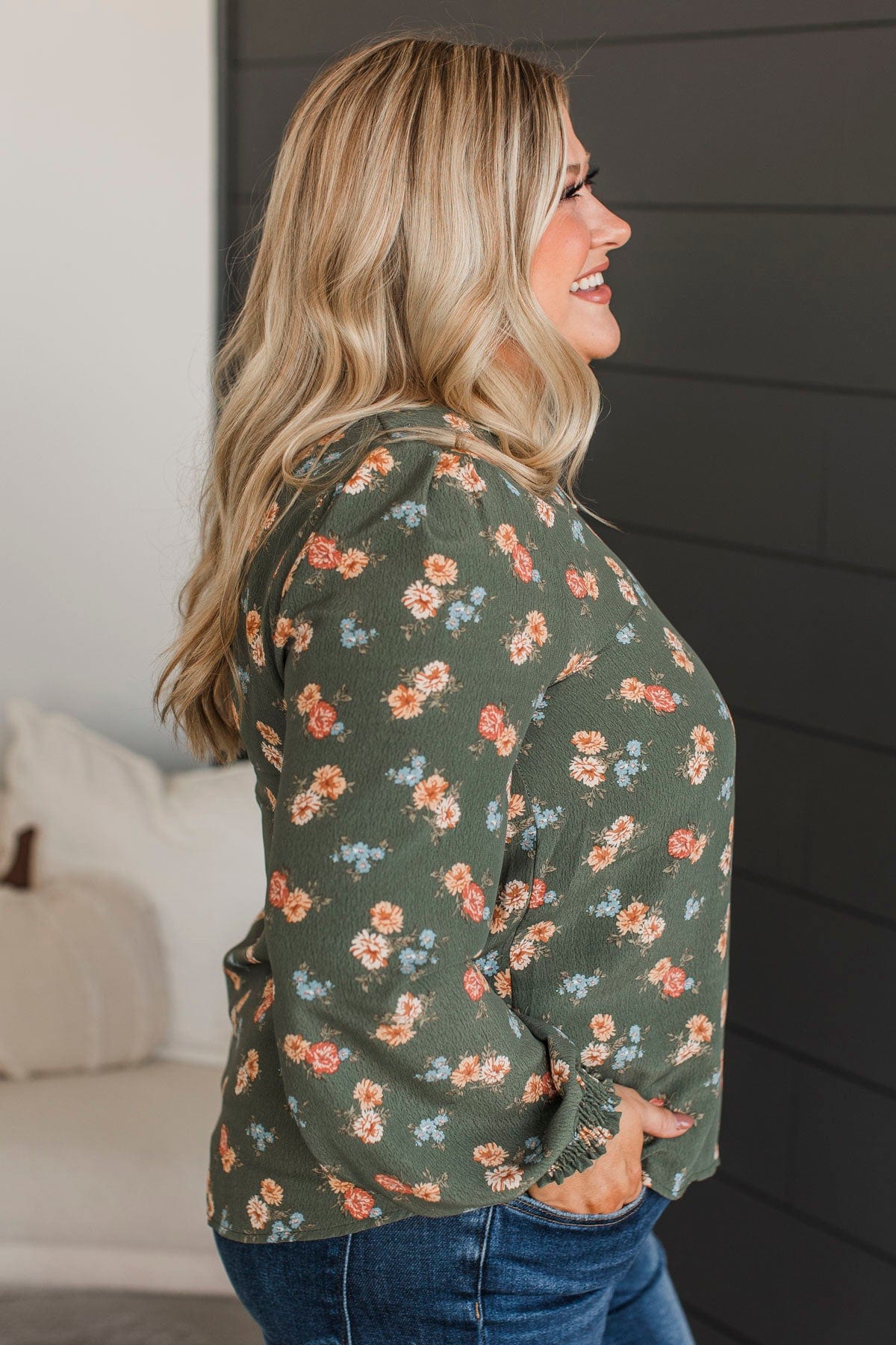 On Your Radar Floral Top- Olive