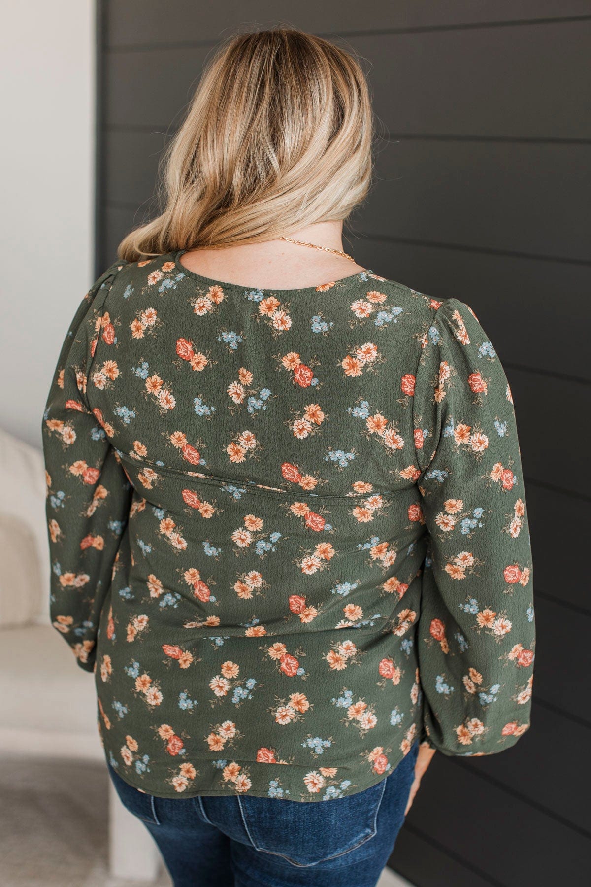 On Your Radar Floral Top- Olive