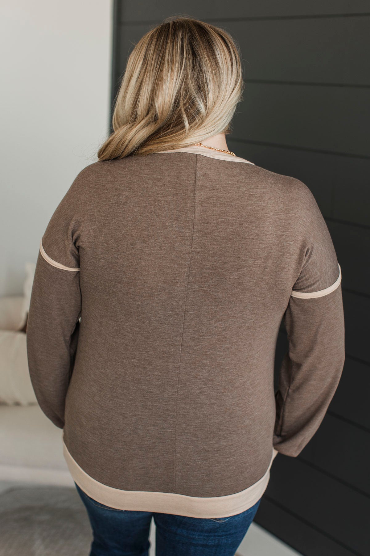 In A Heartbeat Long Sleeve Top- Brown