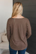 Hello To Happiness V-Neck Top- Dark Mocha