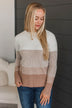 Falling Forever Color Block Sweater- Taupe