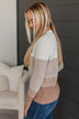 Falling Forever Color Block Sweater- Taupe