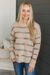 All We Have Striped Knit Sweater- Taupe