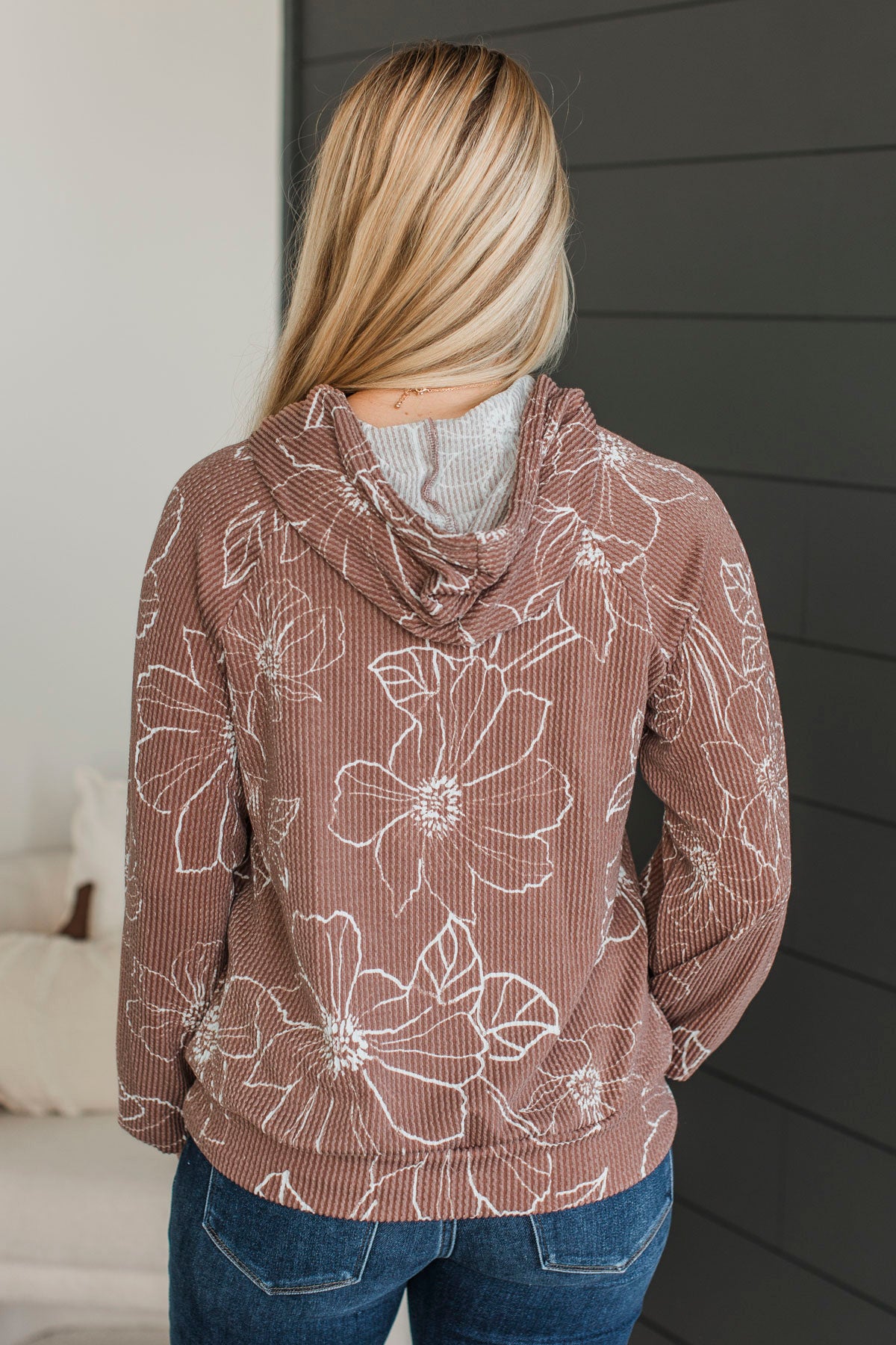 Matters Of Love Hooded Floral Top- Clay