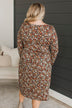 Where To Begin Long Sleeve Floral Dress- Black & Rust