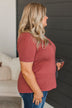 Beyond Beauty Short Sleeve Pocket Top- Marsala