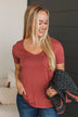 Beyond Beauty Short Sleeve Pocket Top- Marsala