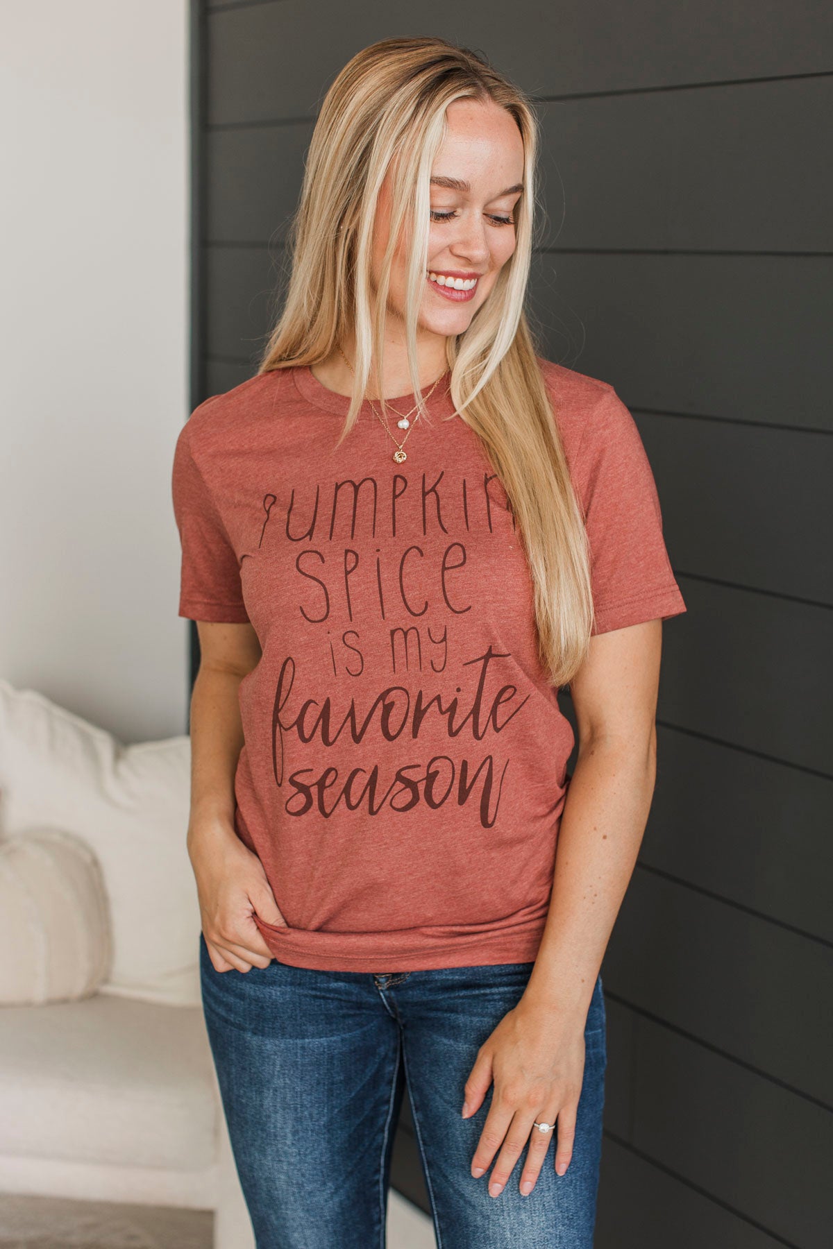 "Pumpkin Spice Is My Favorite Season" Graphic Tee- Brick