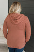 One Step Away Hooded Henley Top- Rust